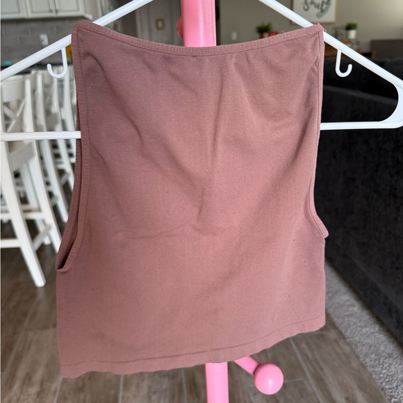 Free People Intimately Brown Square Neck Crop Tank Top XS/S Seamless Fitted - Picture 6 of 6